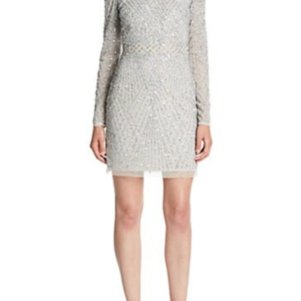 Aidan Mattox Embellished V-Back Dress